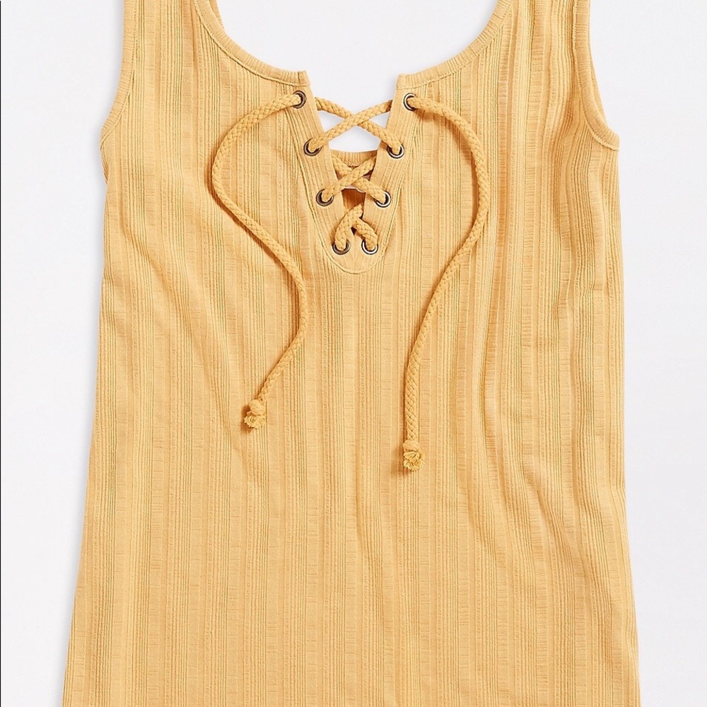 Maurices Gold Lace Up Tank Top 0
